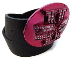 BOYZ 11 MEN BY WASHED UP HOLLYWOOD FUCHSIA WITH CRYSTALS 1½” OVAL BELT BUCKLE