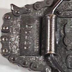 VTG 1983 Great American Buckle Co. Chicago Belt Buckle Enamel Eagle Biker Chain.