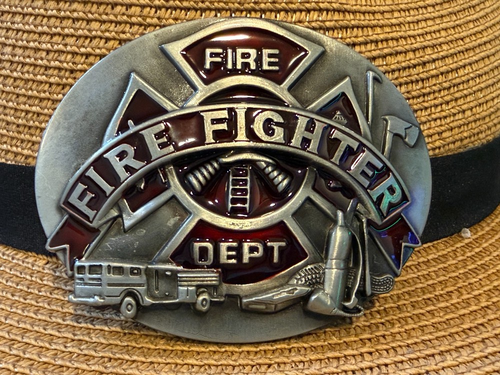 Antiqued Silver Firefighter Belt Buckle