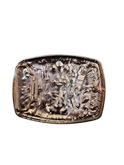 Cowboy Belt Buckle For Man Saint Jude 4.25&Prime;x3.25&Prime; Gold Copper Tone/Black