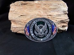 Men&rsquo;s Belt Buckle Patriotic, &lsquo;THE UNITED STATES OF AMERICA&rsquo;, Eagle, 2 U.S. Flags