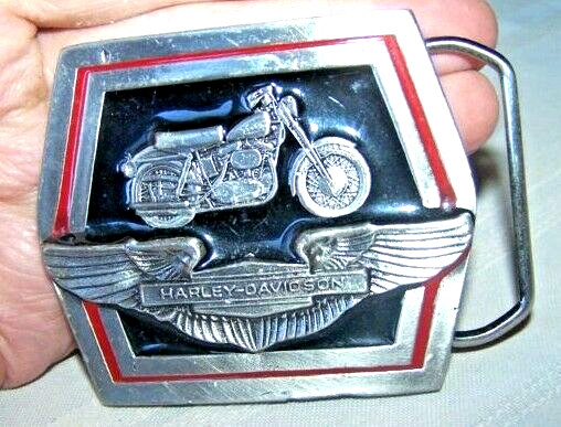 HARLEY DAVIDSON BELT BUCKLE VTG SPORTSTER #636 BIKE VTG WING LOGO