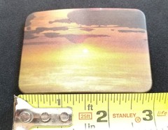 OCEAN BEACH SUNSET SEA SKY ISLANDS SUN RISE SET COLORFUL PICTURE BELT BUCKLE