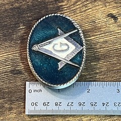 Masonic Freemason Mason Belt Buckle USA Made Vintage Blue Enamel – 2205 B19