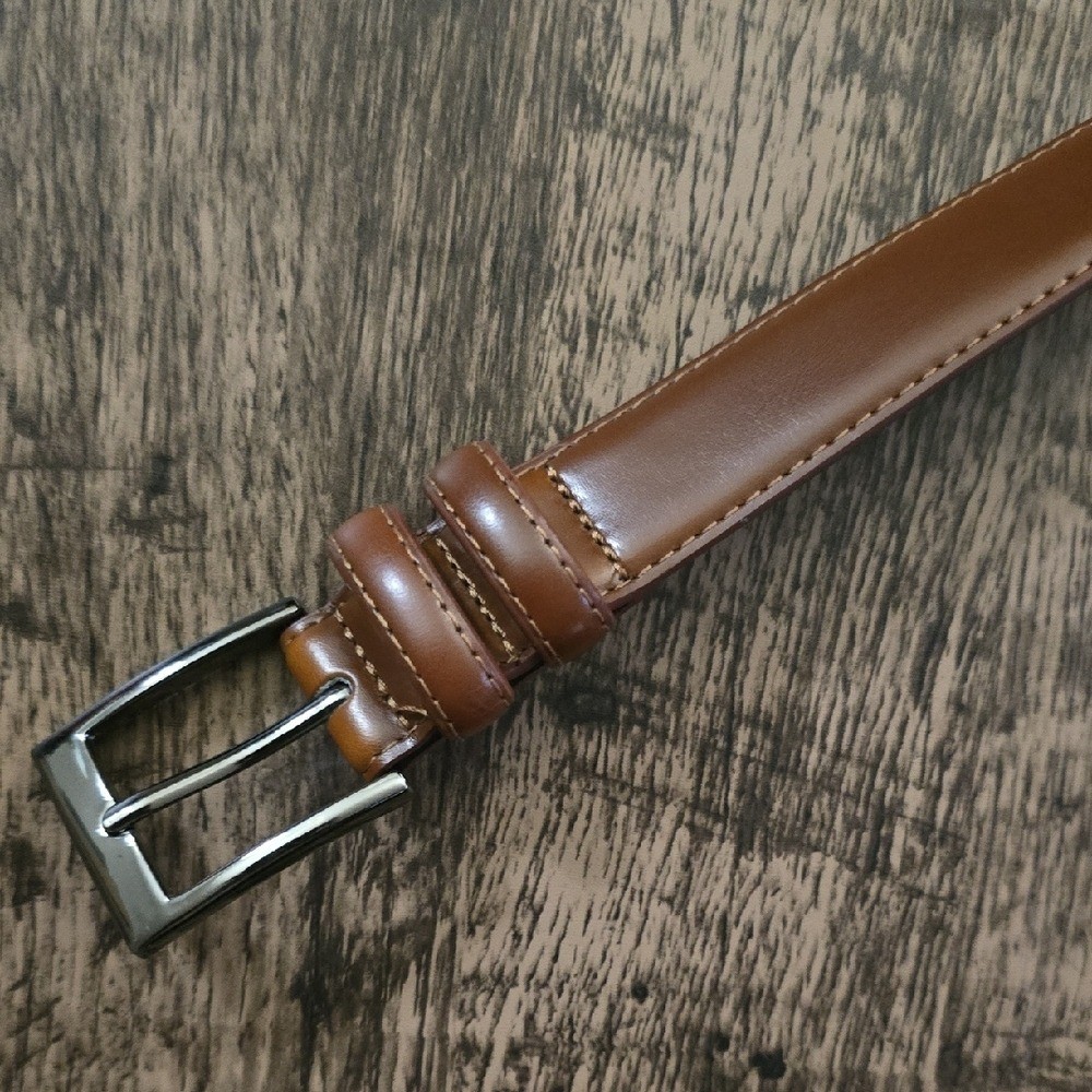 MIO MARINO Men&rsquo;s Brown Leather Belt 42&Prime; Silver Buckle