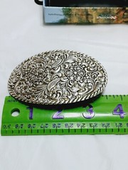 Nocona Womens Rhinestone Floral Belt Buckle in box=3.5&Prime; long = Silver tone