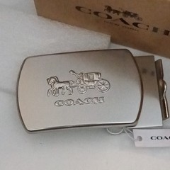 Coach Silver Metal Automatic Latch Belt Buckle Logo Fits 1.5 in Belt