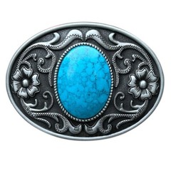 Belt Buckle Men Turquoise Belt Buckle Western Cowboy W/ Silver/Gold Engraved USA