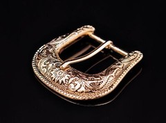 Gold Western Floral Engraved Cowboy Belt Buckle Three Piece Set Unisex 1-1/2&Prime;