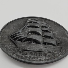 Vintage, THE TALL SHIPS Belt Buckle ( Sail Boats ) Pewter ?