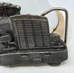 VINTAGE BIG RIG 3D PEWTER METAL BELT BUCKLE TRUCKER TRUCKING MADE IN USA MEN OS