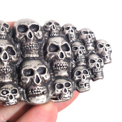 Multi Skull Belt Buckle UK Pewter Large Buckle Biker Punk 20 Skulls Buckle Only
