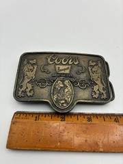 Vintage Coors Banquet Beer Belt Buckle Bottle Opener Made In USA 3.5” X 2.5”