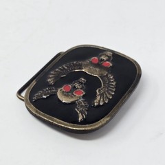 Craftmaster Industires Double Skull With Wings & red Eyes Belt Buckle Metal