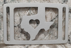 GRIP6 BELT BUCKLE – I LOVE TEXAS – SILVER GRANITE – 1.5 INCH WIDE