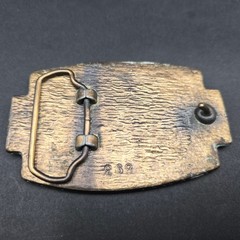 Vintage Brass Shotgun Belt Buckle Cold Dead Fingers Quote 268 Patina Mens
