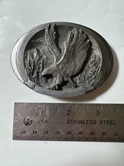 BELT BUCKLE BLOWOUT: Vintage C&J Eagle Belt Buckle + 40 Used Leather Belt BB-219