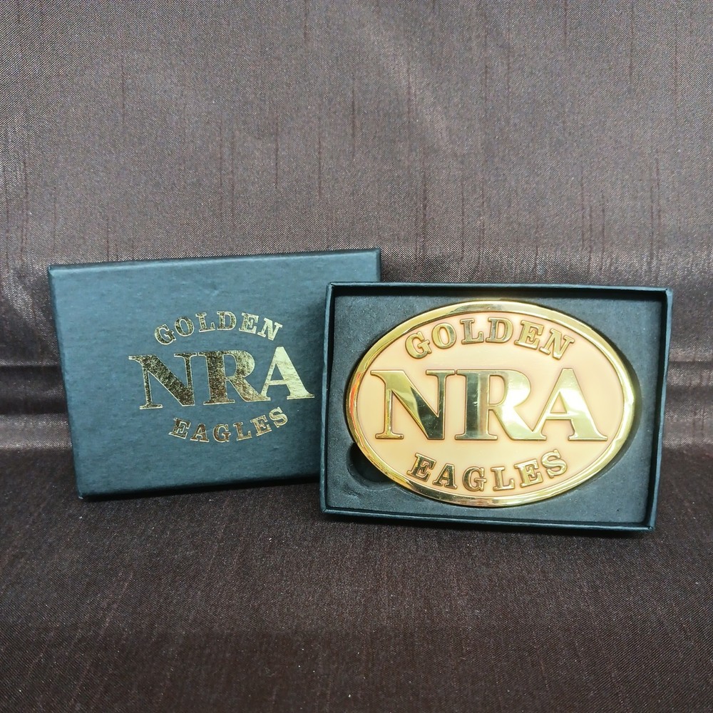 NRA National Rifle Association Golden Eagles Gold Plated Belt Buckle Original BX