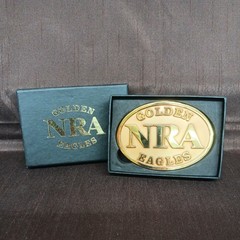 NRA National Rifle Association Golden Eagles Gold Plated Belt Buckle Original BX