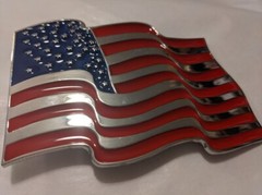 USA FLAG Waving Chrome highlights belt buckle military army navy marines AF