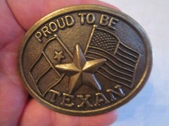 PROUD TO BE TEXAN BELT BUCKLE – BRASS – 3 1/2&Prime; X 2 3/4&Prime; – FITS 1 1/2&Prime; BELT