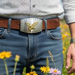 New Men Western Silver Metal Belt Buckle Square Gold American Eagle Flying Bird