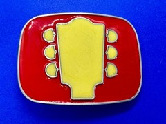Guitar Tuning Keys And Head Stack – Cream & Red Colored Musicians Belt Buckle