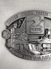Vintage CJ Inc Belt Buckle Mens One Size Silver USPS Postal Worker Western 1988