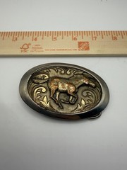 Western Oval Horse Engraved Metal Belt Buckle Silver Gold Copper colors