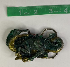 Vintage 1984 Baron Solid Brass Multi-Color “Dragon” #H1422 3” 3D Belt Buckle