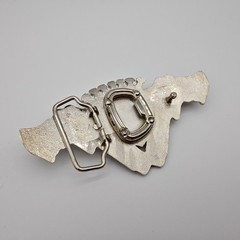 Western Outlaw Style Belt Buckle Crossed Revolvers Silver Tone Black Enamel