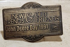 Vintage John Deere Day 1991 New Trends Old Friends Belt Buckle – 3.5&Prime; Brass