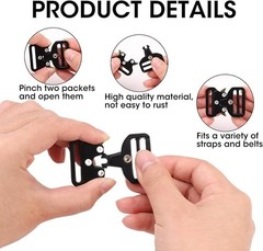 2 Pcs Metal Tactical Buckles, Quick Release Adjustable Belt Buckle Clips for Dog