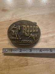 Hesston Rodeo Vintage Belt Buckle Solid Metal Western Collector SOLID METAL 1978