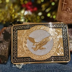 Eagle Western Belt Buckle Hebilla Rodeo Silver & Rosetone 4x 3.5 Inche