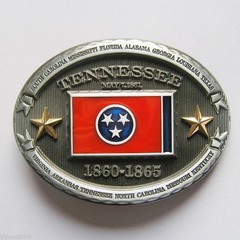 Tennessee TN State Flag Western Metal Belt Buckle