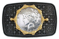 1926 Peace Silver Dollar Pewter Silver Gold Color Belt Buckle EPBB257/8524