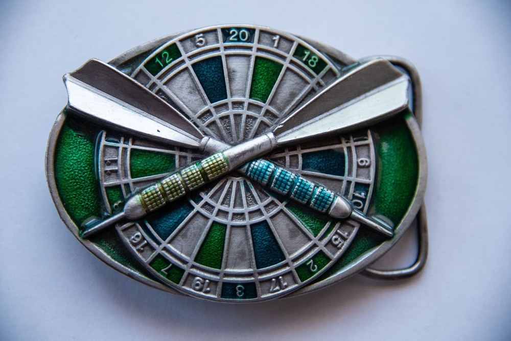 Vintage 1984 Bergamot Brass Dart Board Belt Buckle