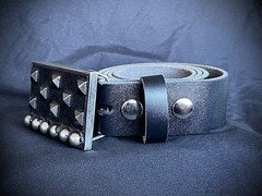 “Arrival Over the Nile” Studded Pyramid Lthr OOAK Buckle Darren McNeese
