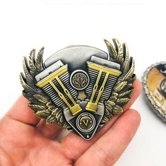 Pewter Belt Buckle V-Twin Power American Pride Motorcycle Biker Flag Eagle Wings