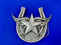Lucky Star In Horseshoe Vintage 2004 Cutout Great American Products Belt Buckle