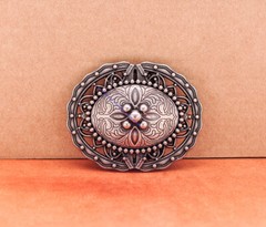 Men Antique Silver Western Indian Ethnic Flower Leathercraft Belt Buckle 42MM