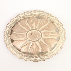 Floral Ornament Belt Buckle 4cm, Elegant Design in Roseperla & Dark Silver
