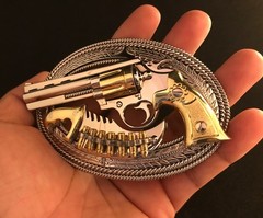 (MADE BY ORDER) BUCKLE HANDMADE STAINLESS STEEL WESTERN STYLE GUN PYTHON #3