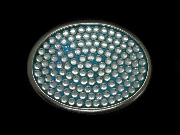 TJ15104 NICE **CRYSTALS** ART FASHION OVAL SHAPED SILVERTONE BELT BUCKLE