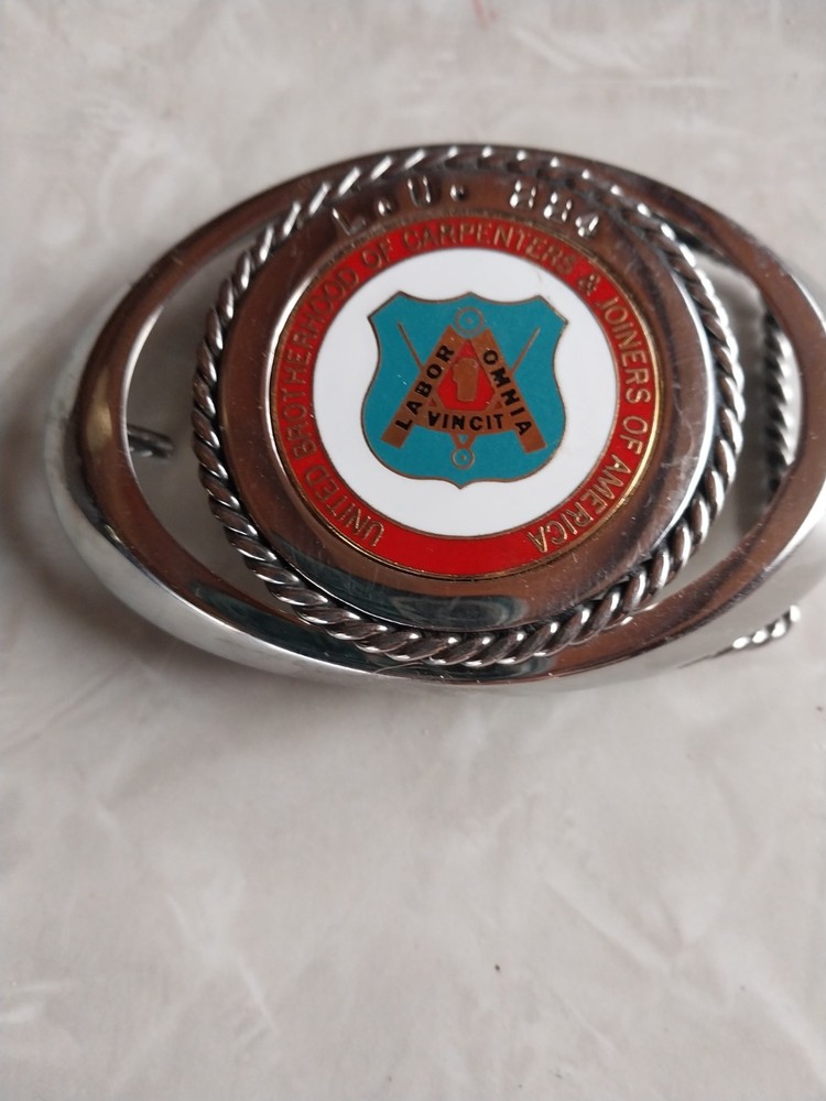 Oval Silver Tone Rope Edge Union Logo Western Belt Buckle Metal Fits 1.5 in