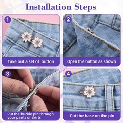 Winsyison 4pcs Pant Waist Tightener, Adjustable White & Silver