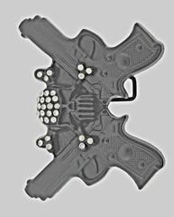 Skull Belt Buckles Black Bling Style Metal Vintage Halloween Gun Pirate Skeleton