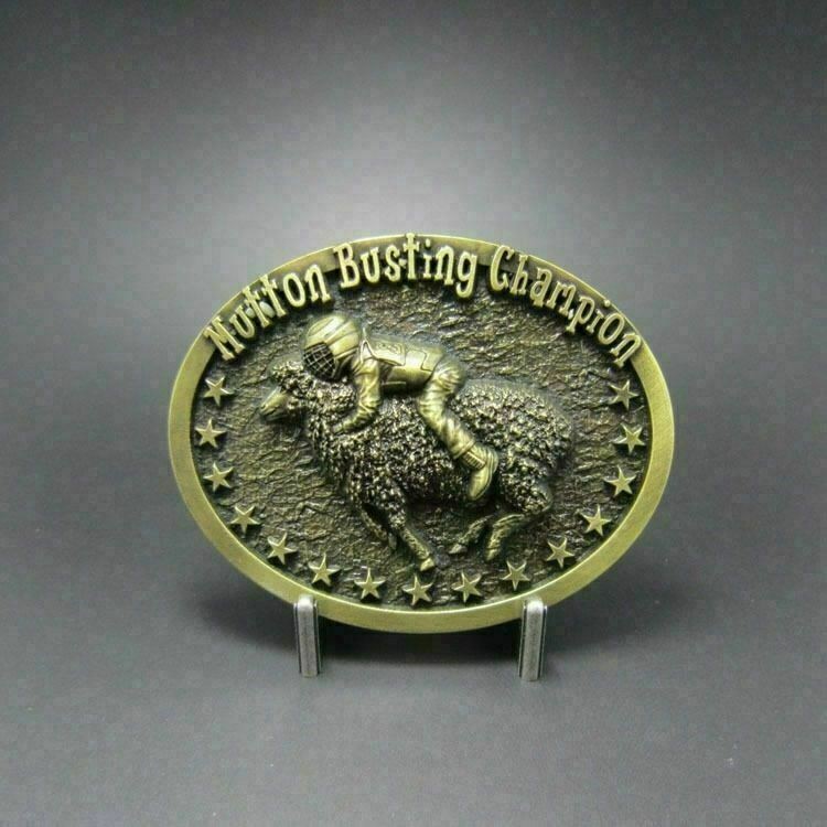 100 Mutton Busting Champion Western Cowboy BronzeBlack,Silver,Red,Blue Buckles