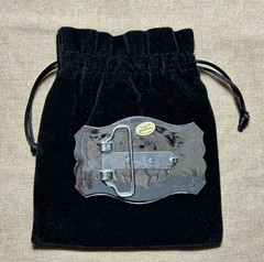 Western Horse Belt Buckle Silver Tone Engraved Cowboy Rodeo 1.5” Strap